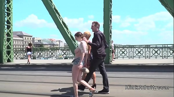butt plugged slave bangs in public