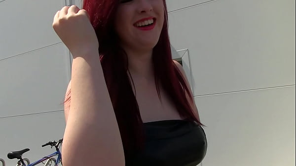 ravishing redhead performs striptease in public