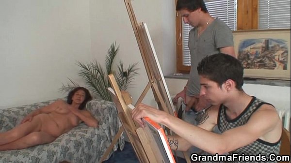 granny gets banged by two painters